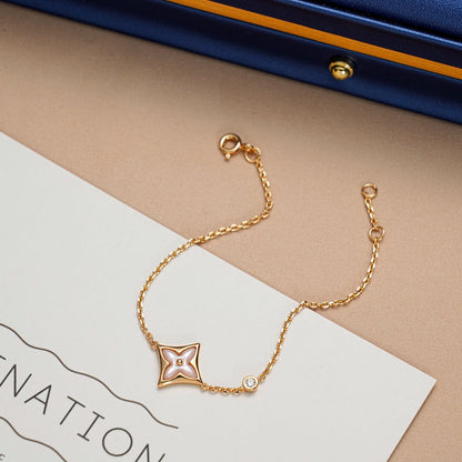 [⭐Reverie Jewels]STAR 1 DIAMOND PINK GOLD BRACELET