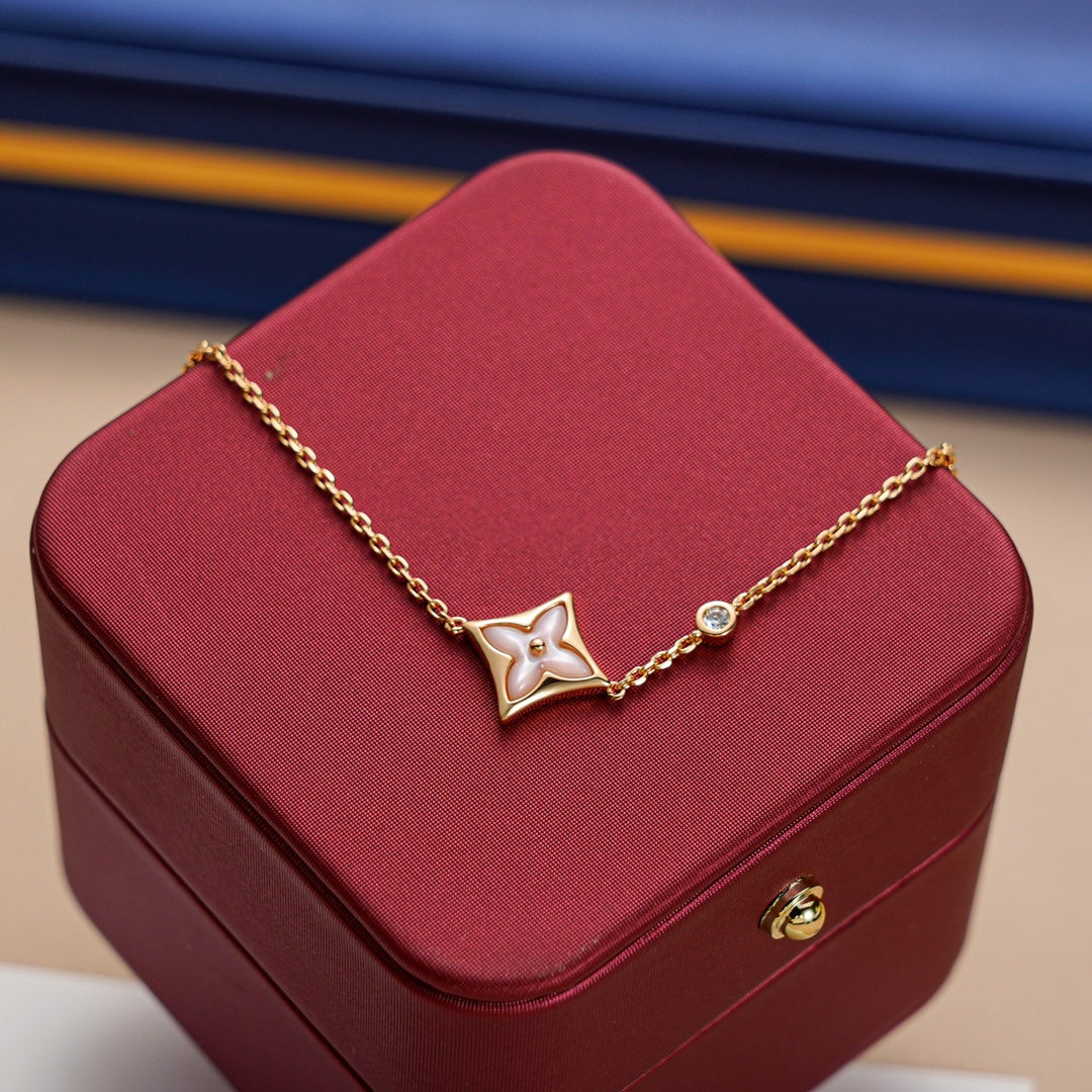 [⭐Reverie Jewels]STAR 1 DIAMOND PINK GOLD BRACELET