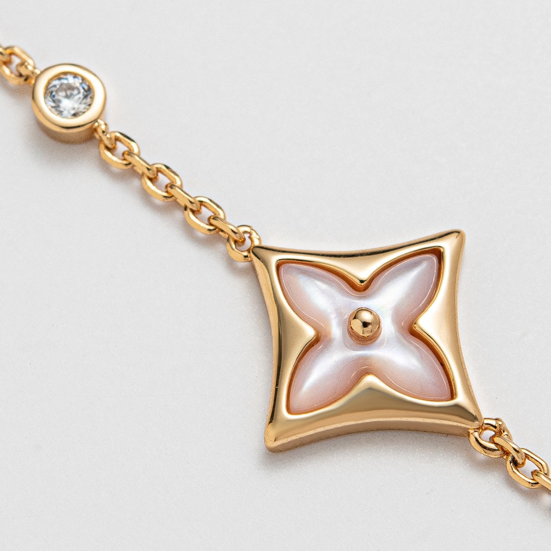 [⭐Reverie Jewels]STAR 1 DIAMOND PINK GOLD BRACELET