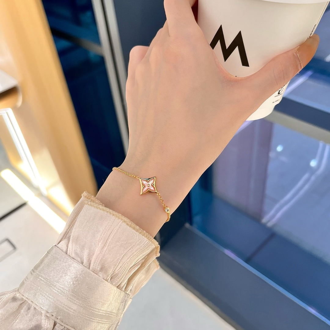 [⭐Reverie Jewels]STAR 1 DIAMOND PINK GOLD BRACELET