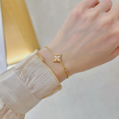 [⭐Reverie Jewels]STAR 1 DIAMOND PINK GOLD BRACELET