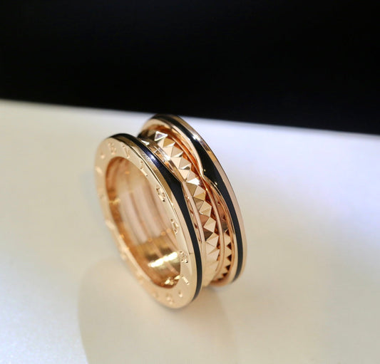 [⭐Reverie Jewels]ZERO 1 PINK GOLD BLACK CERAMIC RING