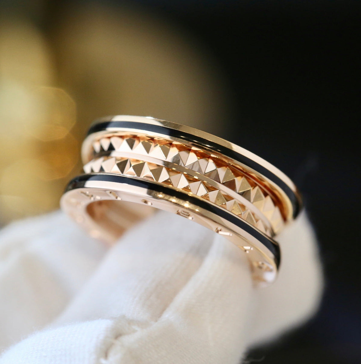 [⭐Reverie Jewels]ZERO 1 PINK GOLD BLACK CERAMIC RING