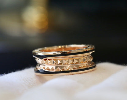 [⭐Reverie Jewels]ZERO 1 PINK GOLD BLACK CERAMIC RING