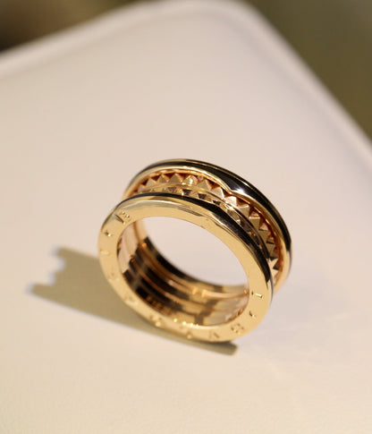 [⭐Reverie Jewels]ZERO 1 PINK GOLD BLACK CERAMIC RING