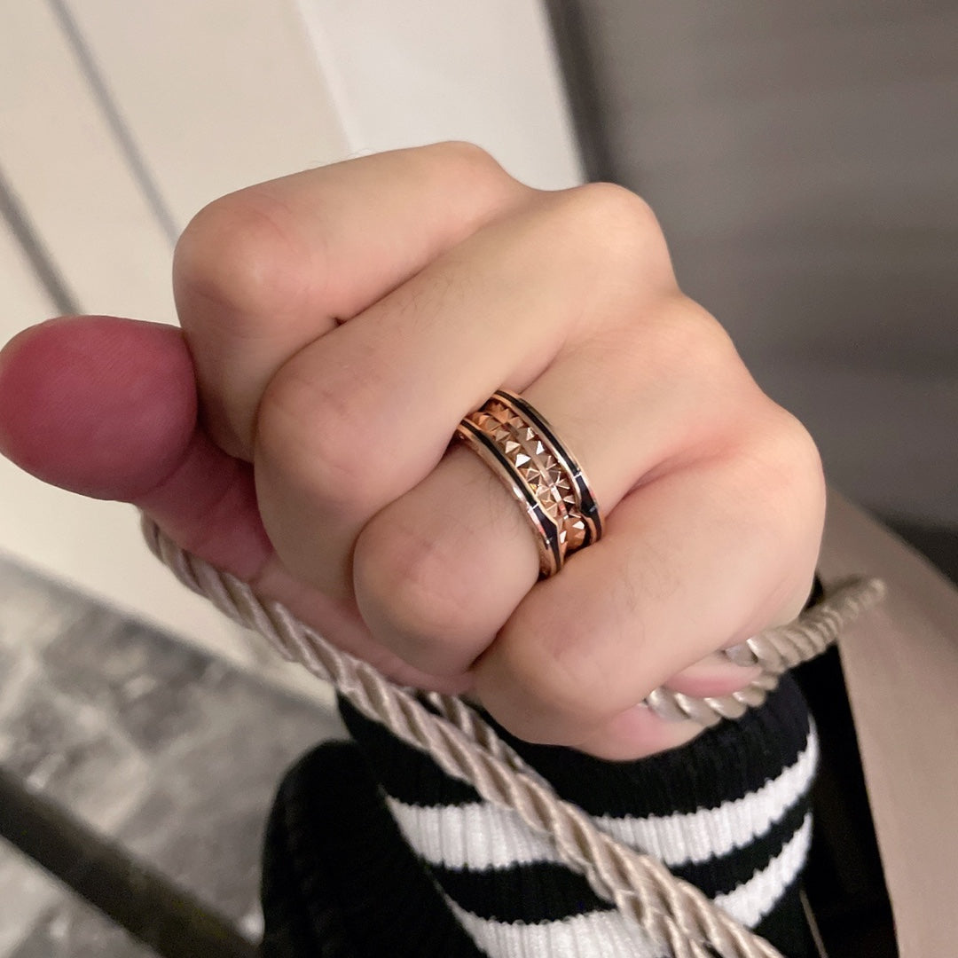 [⭐Reverie Jewels]ZERO 1 PINK GOLD BLACK CERAMIC RING