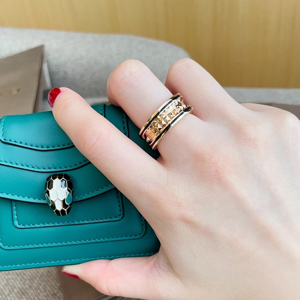 [⭐Reverie Jewels]ZERO 1 PINK GOLD BLACK CERAMIC RING
