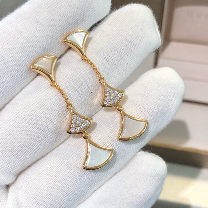 [⭐Reverie Jewels]DREAM EARRINGS 3 MOTIFS DIAMOND MOP PINK GOLD