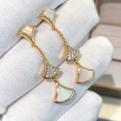 [⭐Reverie Jewels]DREAM EARRINGS 3 MOTIFS DIAMOND MOP PINK GOLD