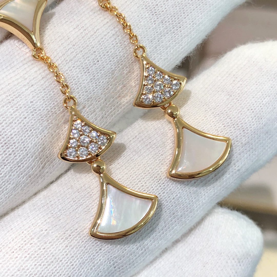 [⭐Reverie Jewels]DREAM EARRINGS 3 MOTIFS DIAMOND MOP PINK GOLD