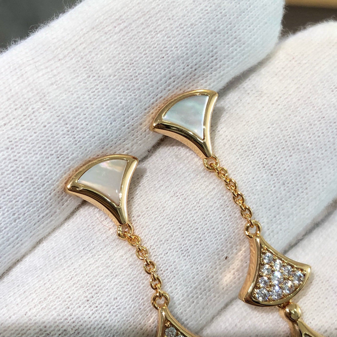 [⭐Reverie Jewels]DREAM EARRINGS 3 MOTIFS DIAMOND MOP PINK GOLD
