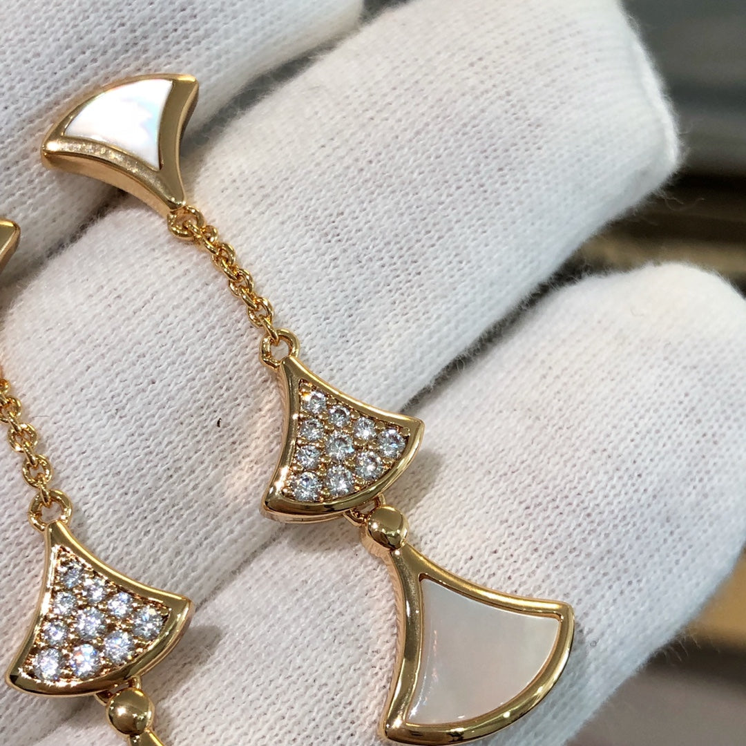 [⭐Reverie Jewels]DREAM EARRINGS 3 MOTIFS DIAMOND MOP PINK GOLD