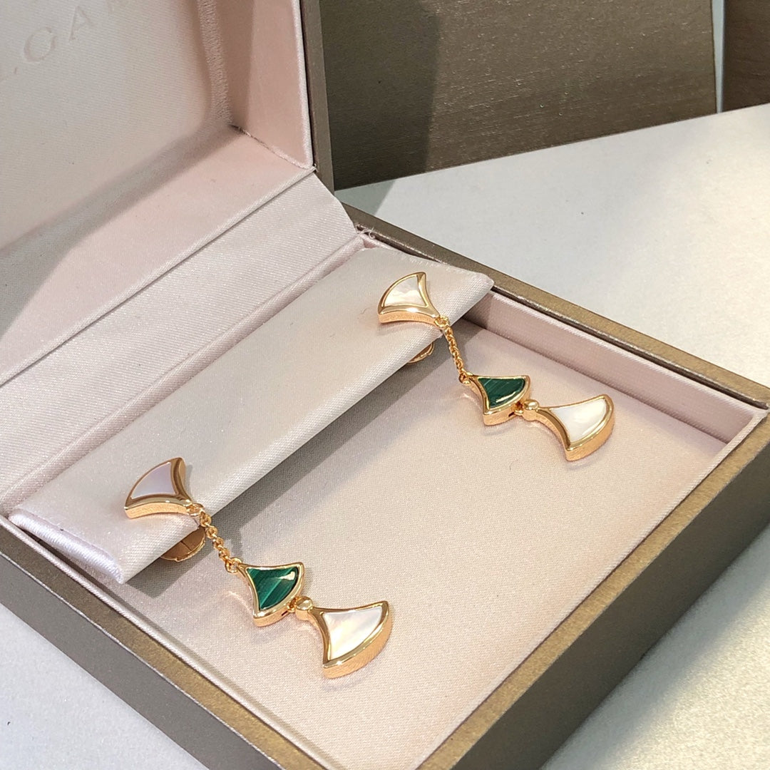 [⭐Reverie Jewels]DREAM EARRINGS 3 MOTIFS MALACHITE MOP PINK GOLD