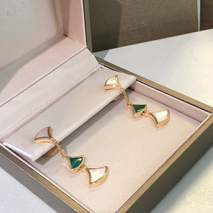 [⭐Reverie Jewels]DREAM EARRINGS 3 MOTIFS MALACHITE MOP PINK GOLD