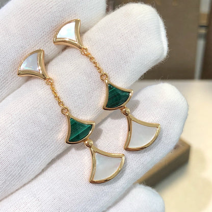 [⭐Reverie Jewels]DREAM EARRINGS 3 MOTIFS MALACHITE MOP PINK GOLD
