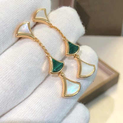 [⭐Reverie Jewels]DREAM EARRINGS 3 MOTIFS MALACHITE MOP PINK GOLD