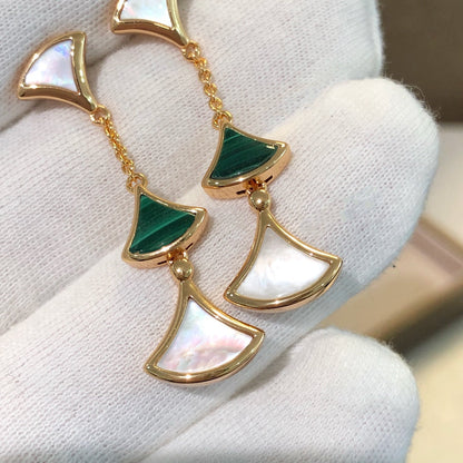 [⭐Reverie Jewels]DREAM EARRINGS 3 MOTIFS MALACHITE MOP PINK GOLD