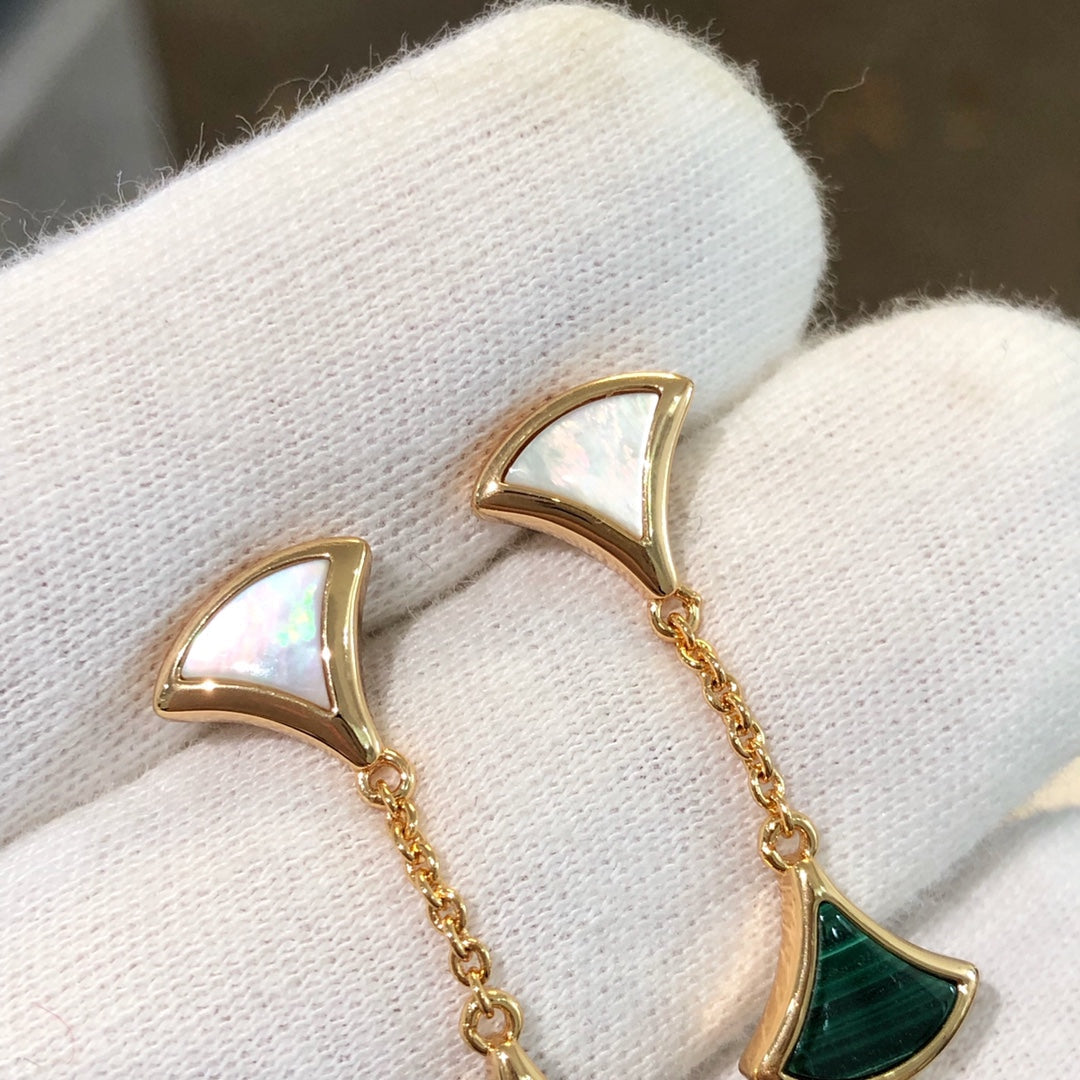 [⭐Reverie Jewels]DREAM EARRINGS 3 MOTIFS MALACHITE MOP PINK GOLD