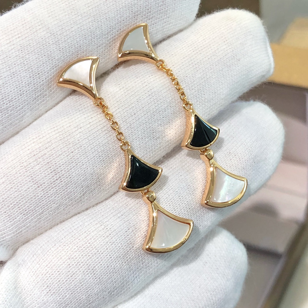 [⭐Reverie Jewels]DREAM EARRINGS 3 MOTIFS ONYX MOP PINK GOLD