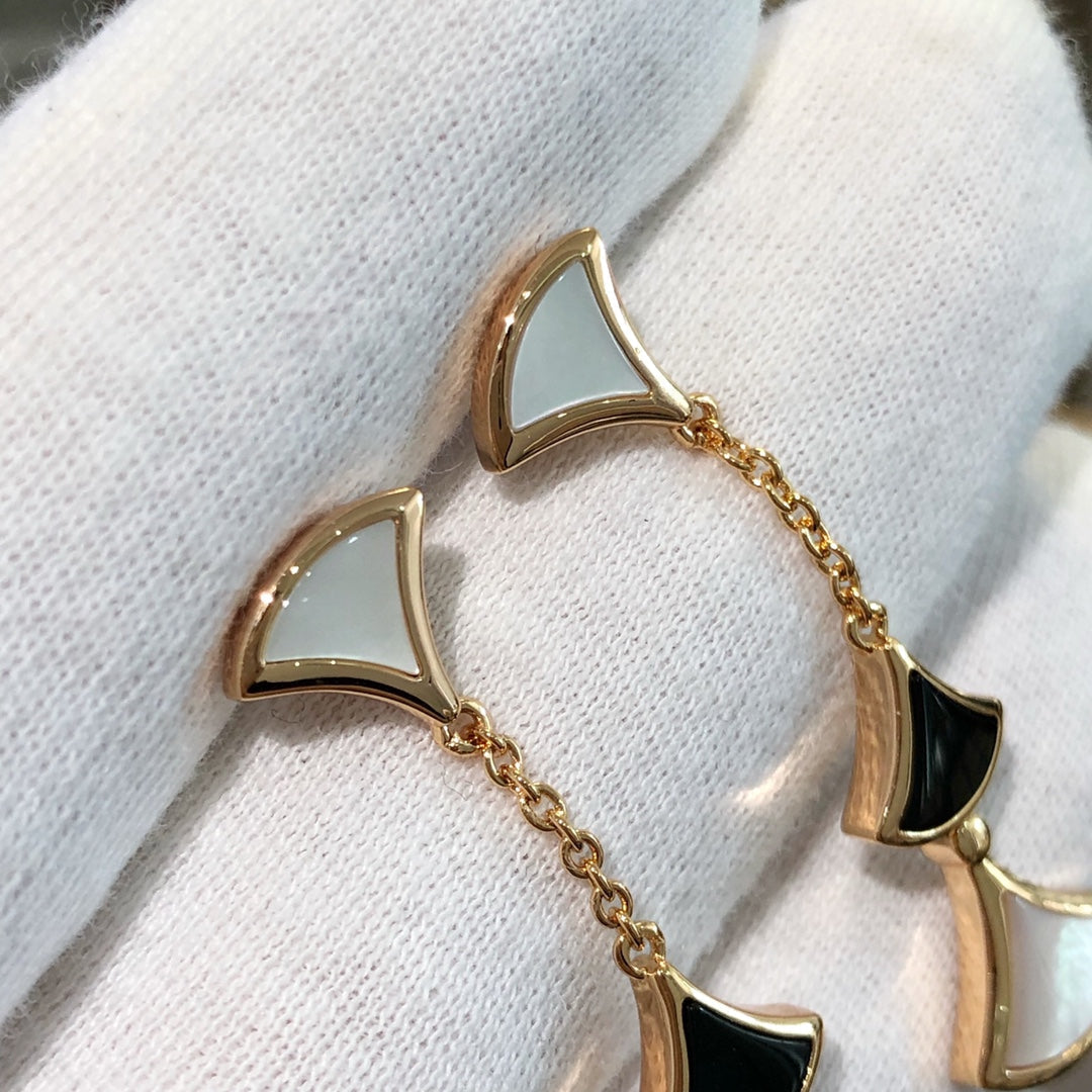 [⭐Reverie Jewels]DREAM EARRINGS 3 MOTIFS ONYX MOP PINK GOLD