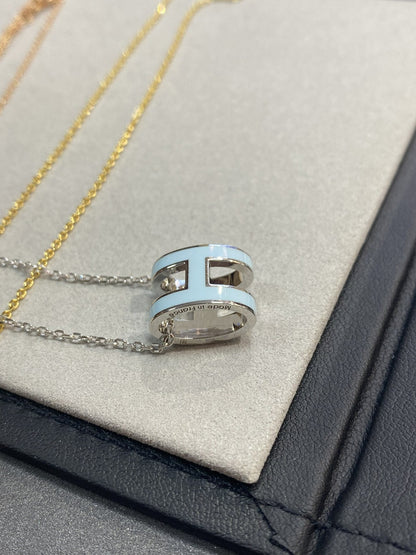 [⭐Reverie Jewels]POP H LIGHT BLUE NECKLACE