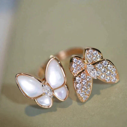 [⭐Reverie Jewels]TWIN BUTTERFLY DIAMOND MOP RING
