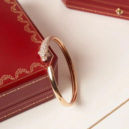 [⭐Reverie Jewels]PANTHERE HALF DIAMOND OPEN BRACELET