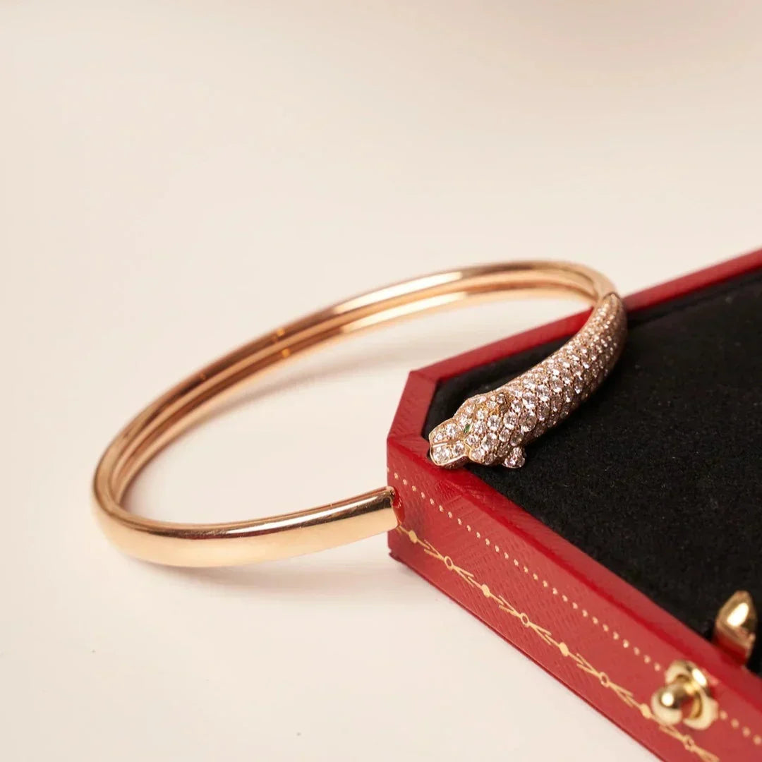[⭐Reverie Jewels]PANTHERE HALF DIAMOND OPEN BRACELET