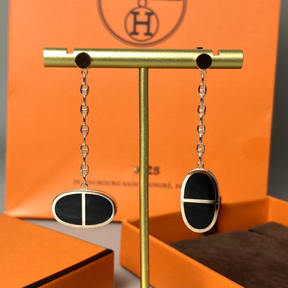 [⭐Reverie Jewels]CHAINE VERSO BLACK CERAMIC EARRINGS