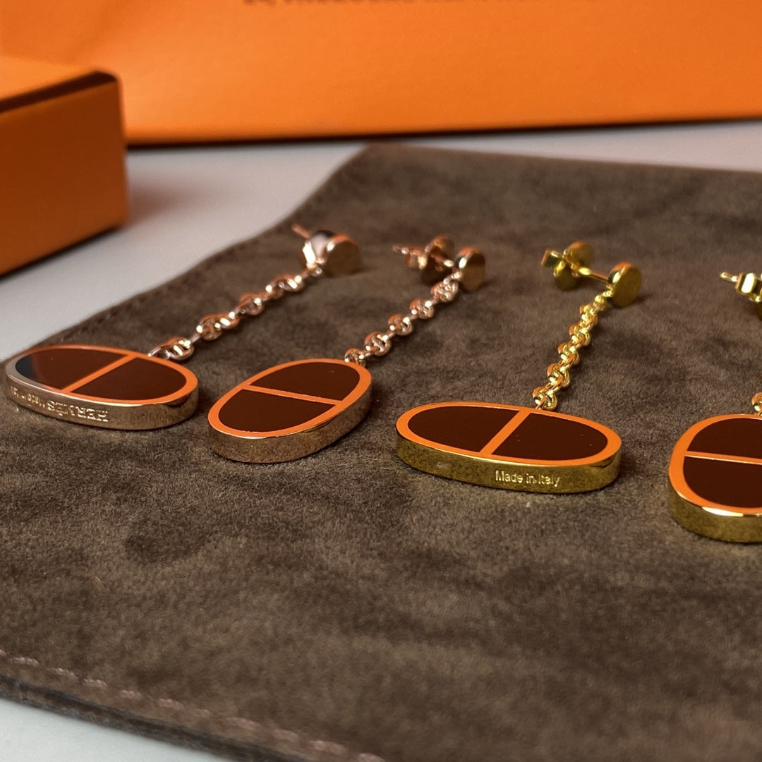 [⭐Reverie Jewels]CHAINE VERSO BLACK CERAMIC EARRINGS