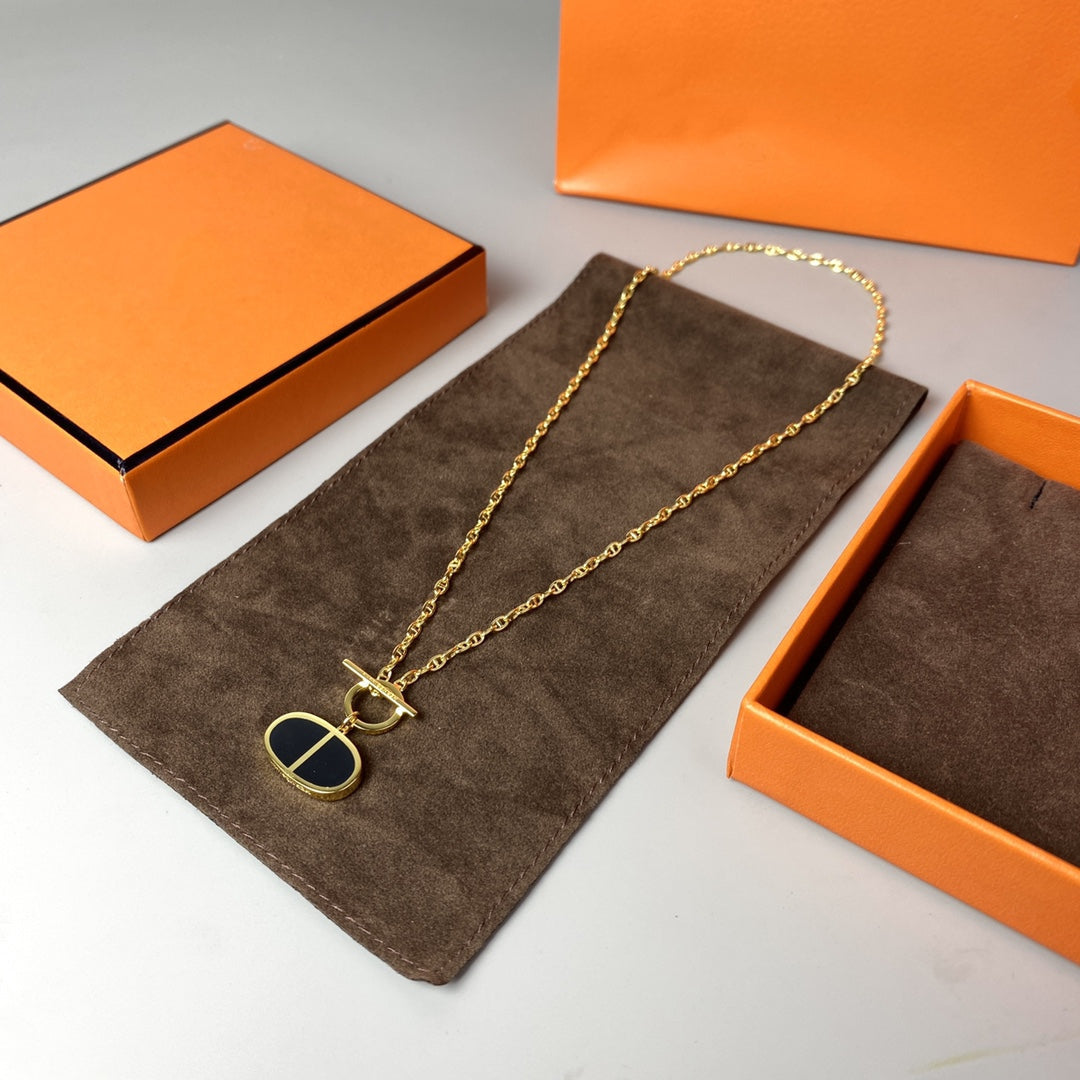 [⭐Reverie Jewels]CHAINE VERSO BLACK CERAMIC NECKLACE