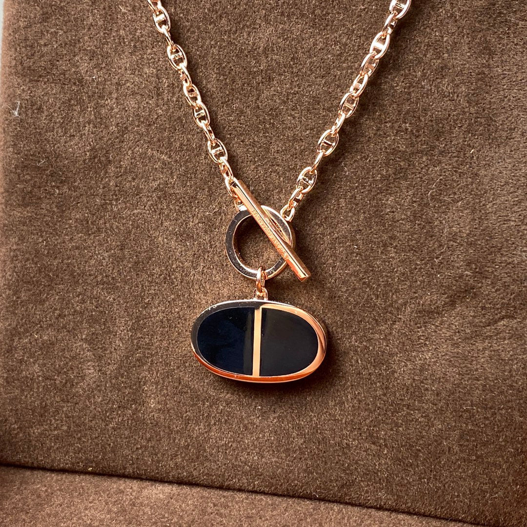 [⭐Reverie Jewels]CHAINE VERSO BLACK CERAMIC NECKLACE