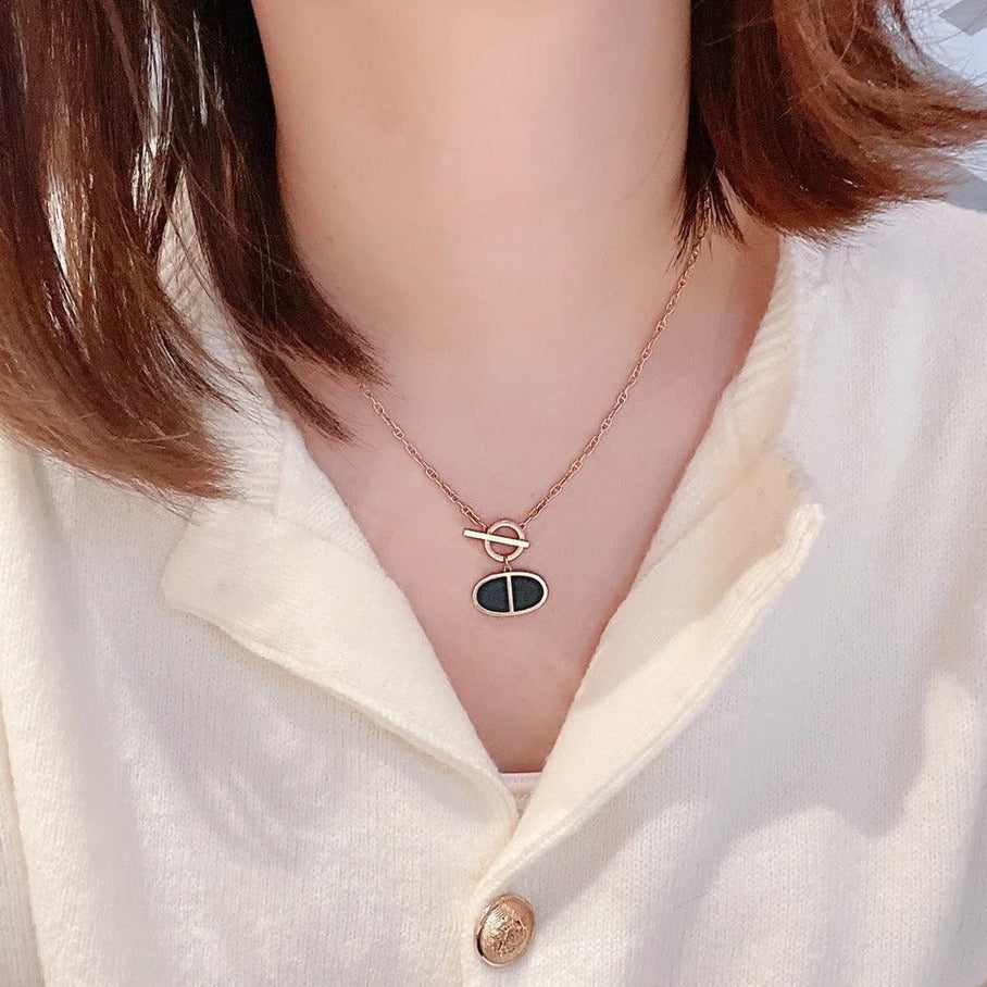 [⭐Reverie Jewels]CHAINE VERSO BLACK CERAMIC NECKLACE