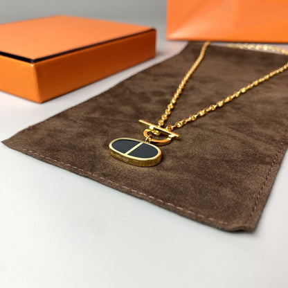 [⭐Reverie Jewels]CHAINE VERSO BLACK CERAMIC NECKLACE