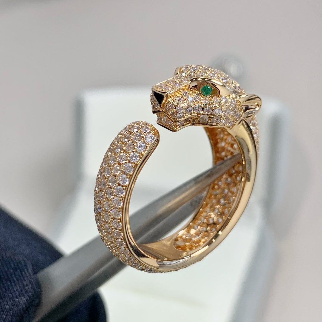[⭐Reverie Jewels]PANTHERE PINK GOLD DIAMOND RING