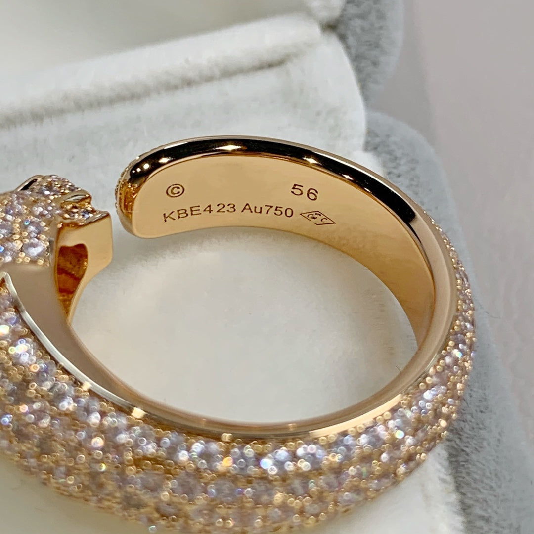 [⭐Reverie Jewels]PANTHERE PINK GOLD DIAMOND RING