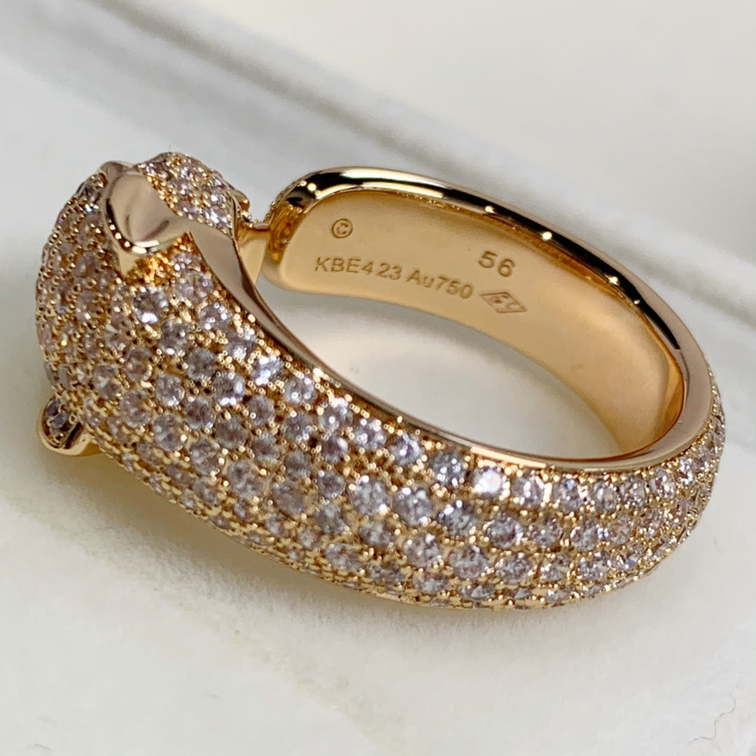 [⭐Reverie Jewels]PANTHERE PINK GOLD DIAMOND RING