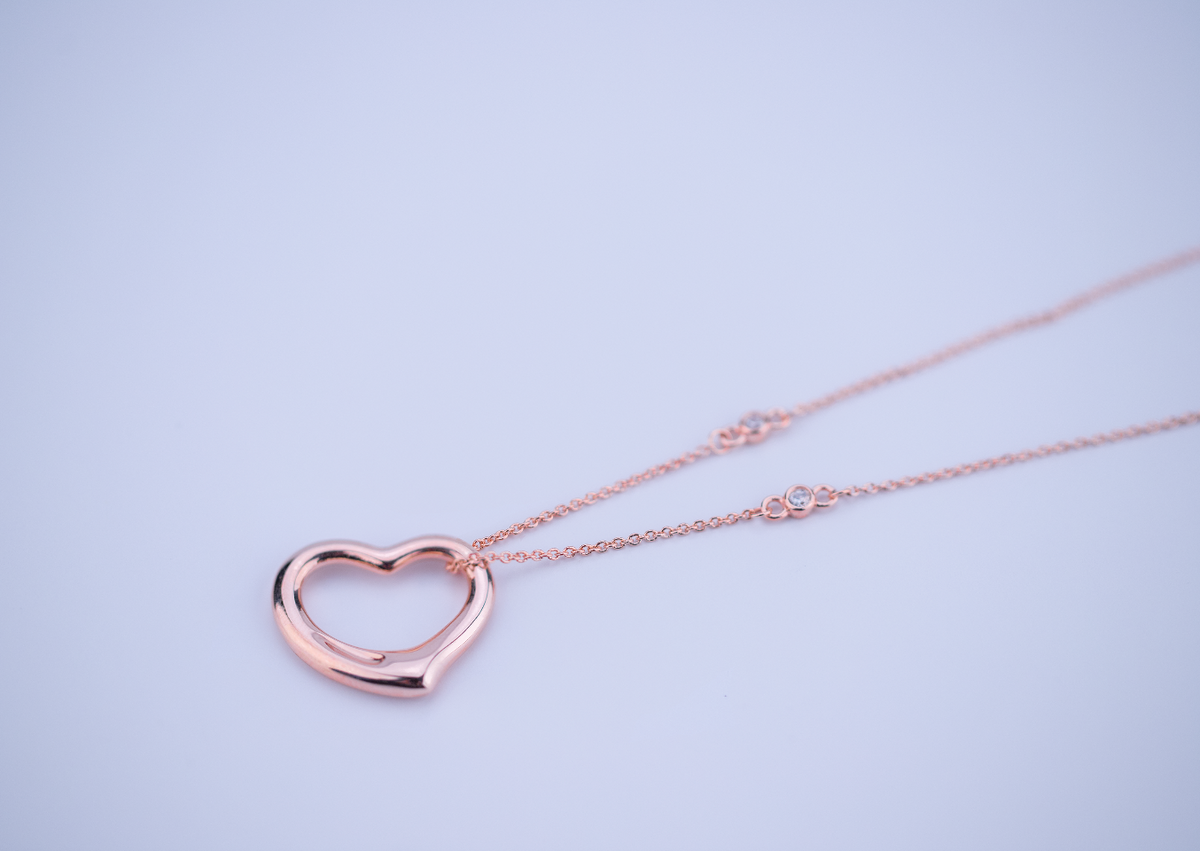 [Reverie Jewels]OPEN HEART PEDANT PINK GOLD NECKLACE