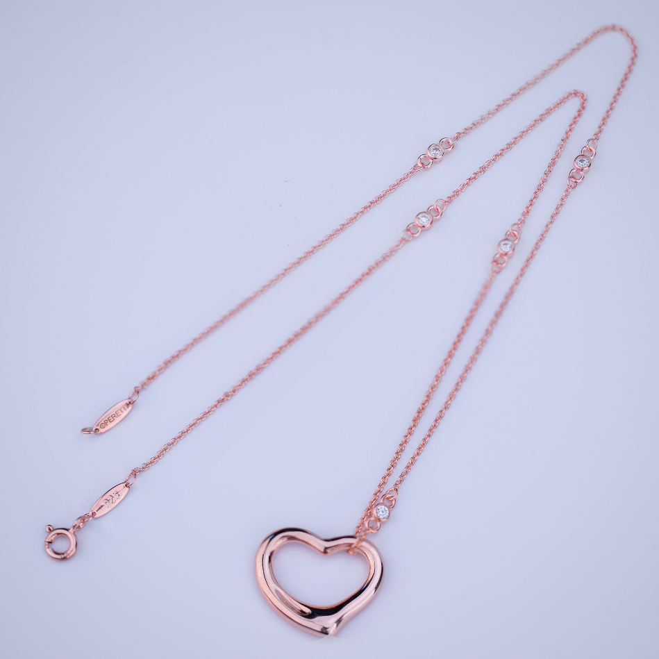 [Reverie Jewels]OPEN HEART PEDANT PINK GOLD NECKLACE
