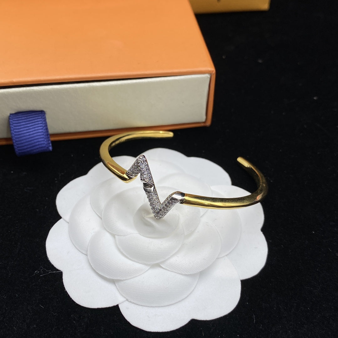 [⭐Reverie Jewels]VOLTE UPSITE DOWN DIAMOND GOLD OPEN BRACELET