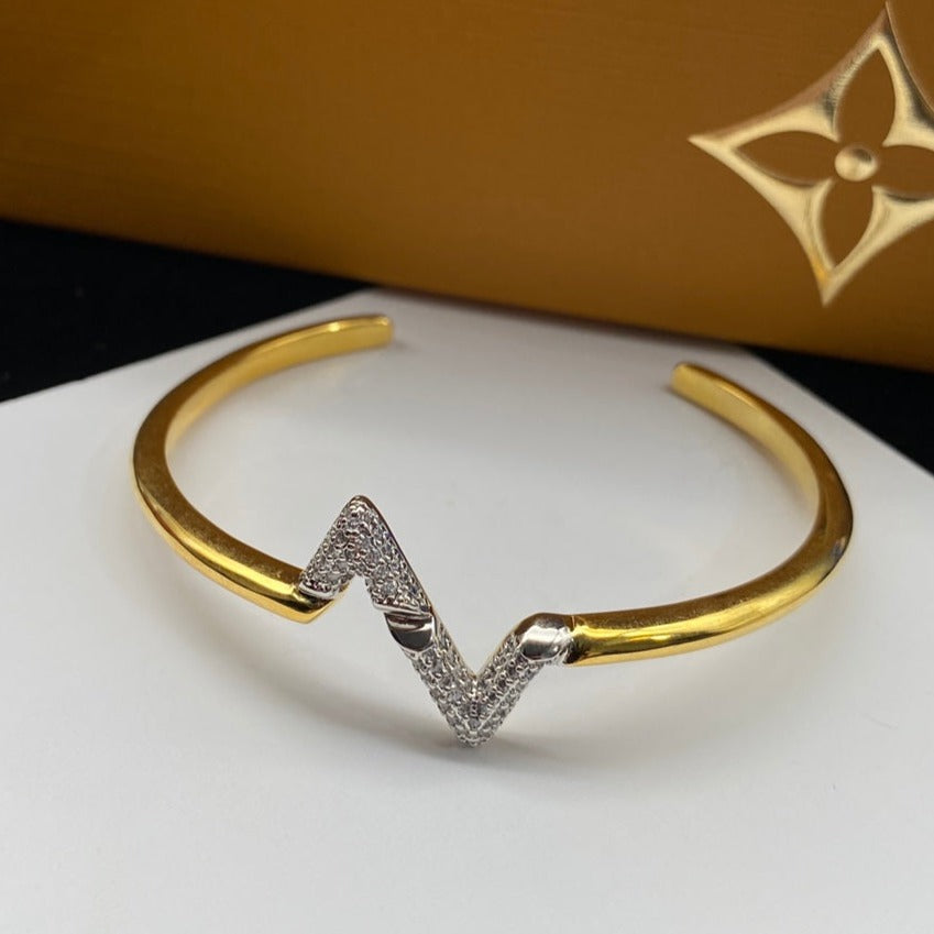 [⭐Reverie Jewels]VOLTE UPSITE DOWN DIAMOND GOLD OPEN BRACELET