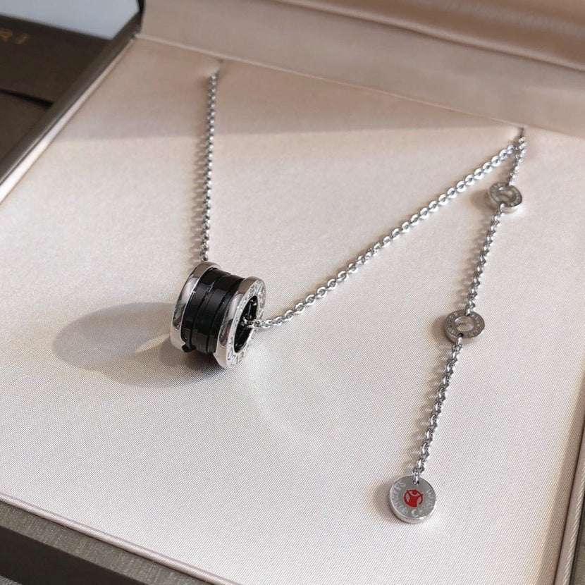 [⭐Reverie Jewels]ZERO 1 BLACK CERAMIC SILVER NECKLACE