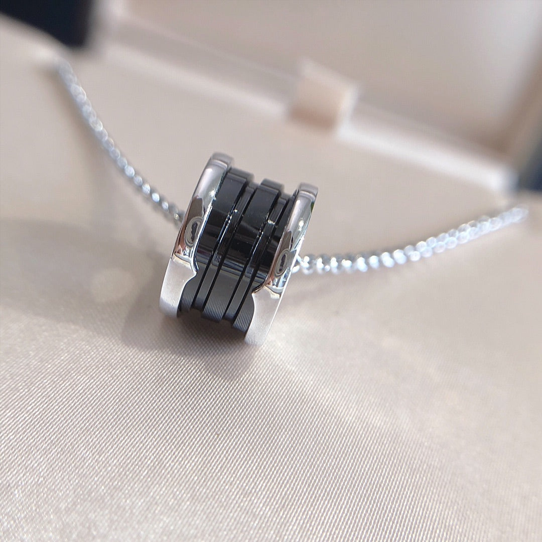 [⭐Reverie Jewels]ZERO 1 BLACK CERAMIC SILVER NECKLACE