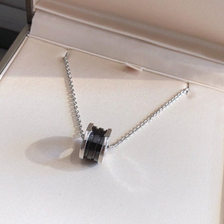 [⭐Reverie Jewels]ZERO 1 BLACK CERAMIC SILVER NECKLACE