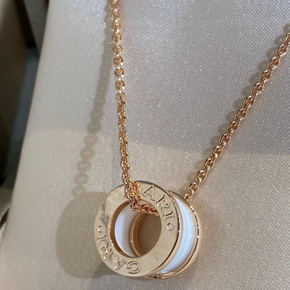 [⭐Reverie Jewels]ZERO 1 WHITE CERAMIC PINK GOLD NECKLACE