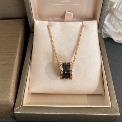 [⭐Reverie Jewels]ZERO 1 BLACK CERAMIC PINK GOLD NECKLACE