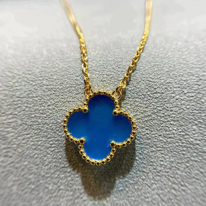 [⭐Reverie Jewels]CLOVER 15MM BLUE AGATE NECKLACE