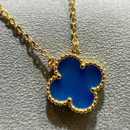[⭐Reverie Jewels]CLOVER 15MM BLUE AGATE NECKLACE