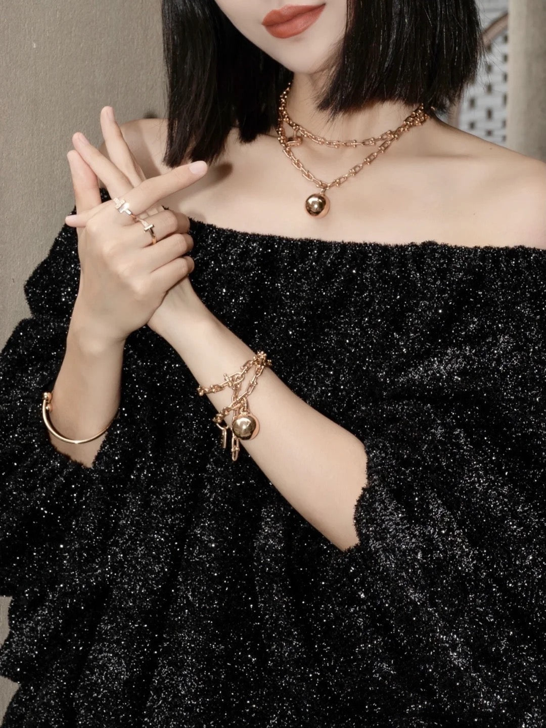 [Reverie Jewels]HARDWEAR PINK GOLD WRAP NECKLACE