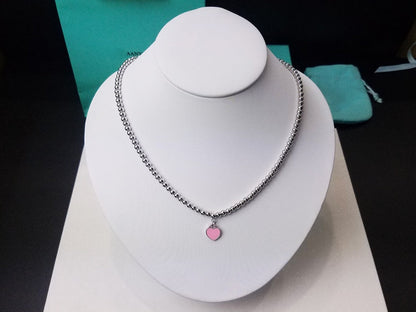 [Reverie Jewels]HEART PEDANT SILVER BALL CHAIN NECKLACE